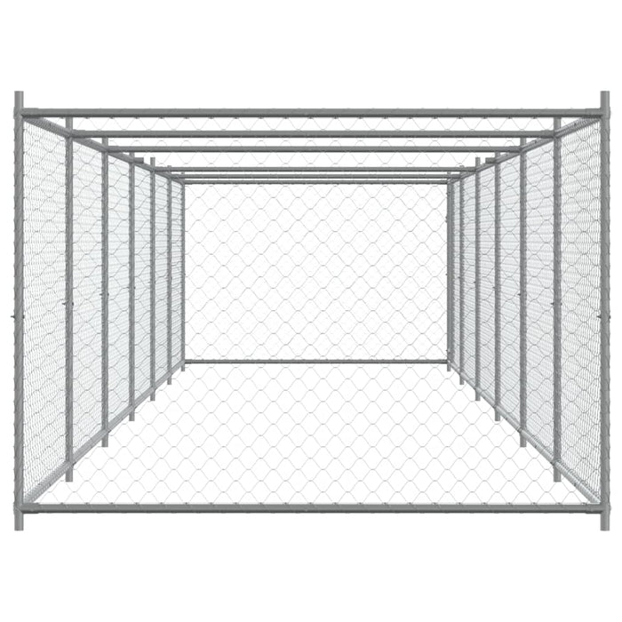 Cușcă pentru câini cu ușă, gri, 12x2x1,5 m, oțel galvanizat - WALTI WALTI