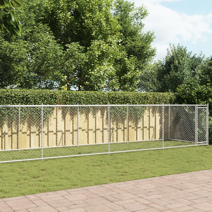 Cușcă pentru câini cu ușă, gri, 12x2x1,5 m, oțel galvanizat - WALTI WALTI