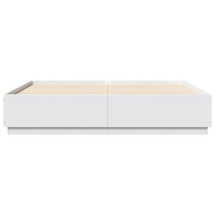 Cadru de pat cu lumini LED, alb, 200x200 cm, lemn prelucrat - WALTI WALTI