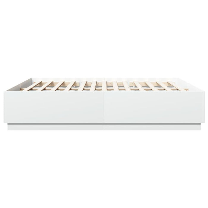 Cadru de pat cu lumini LED, alb, 200x200 cm, lemn prelucrat - WALTI WALTI