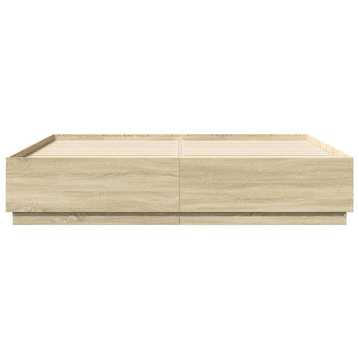 Cadru de pat cu LED stejar sonoma 200x200 cm lemn prelucrat - WALTI WALTI