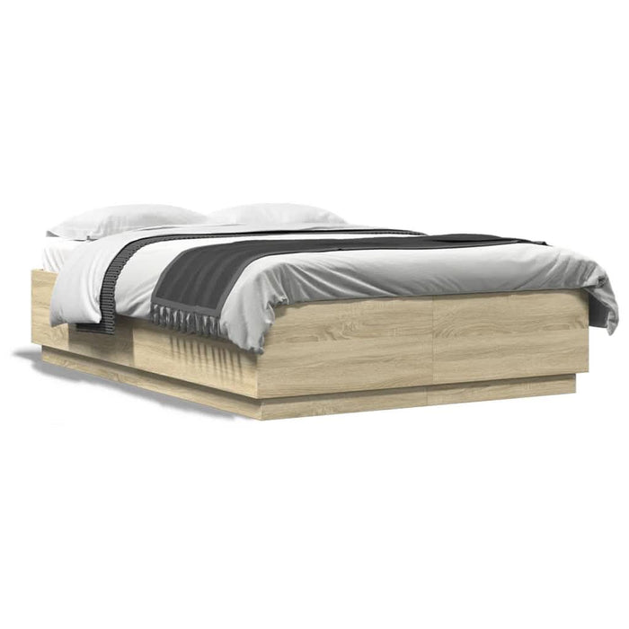 Cadru de pat cu LED stejar sonoma 160x200 cm lemn prelucrat - WALTI WALTI