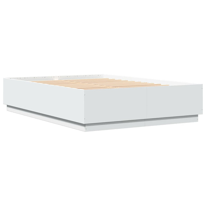 Cadru de pat cu lumini LED, alb, 150x200 cm, lemn prelucrat - WALTI WALTI