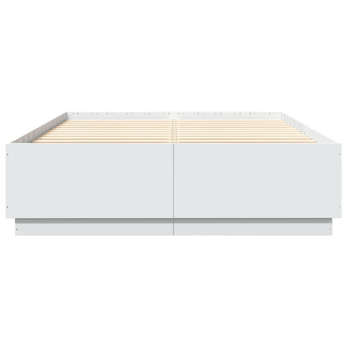 Cadru de pat cu lumini LED, alb, 150x200 cm, lemn prelucrat - WALTI WALTI