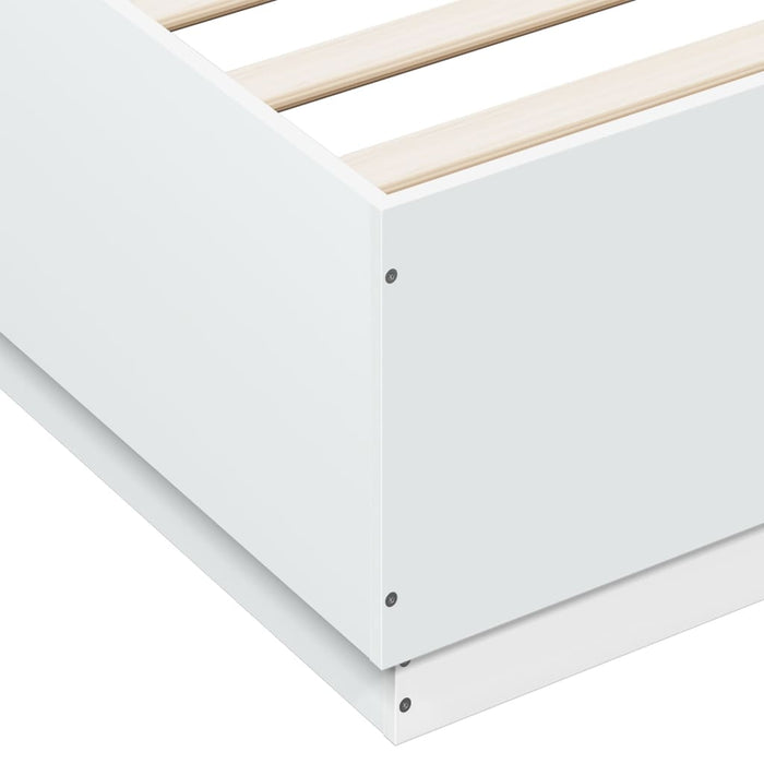 Cadru de pat cu lumini LED, alb, 150x200 cm, lemn prelucrat - WALTI WALTI