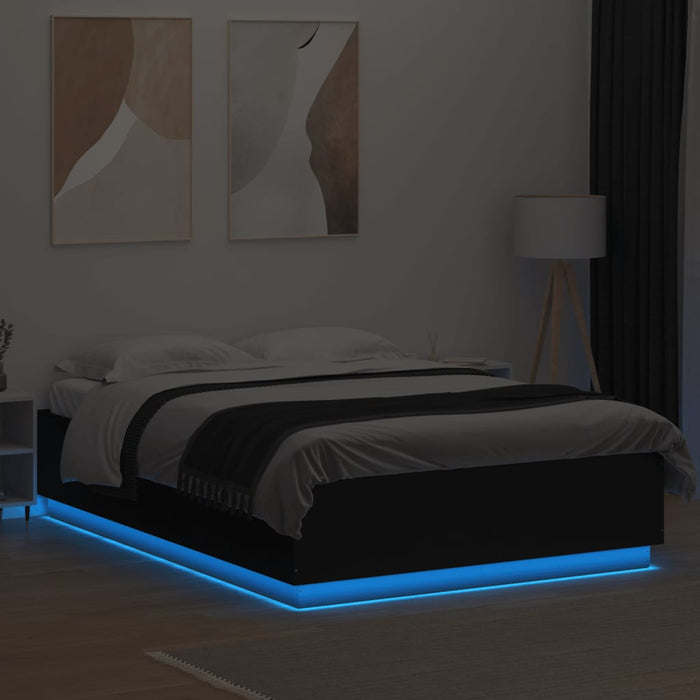 Cadru de pat cu LED fără saltea Negru 150x200 cm WALTI