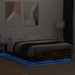Cadru pat cu lumini LED stejar fumuriu 150x200cm lemn prelucrat - WALTI WALTI