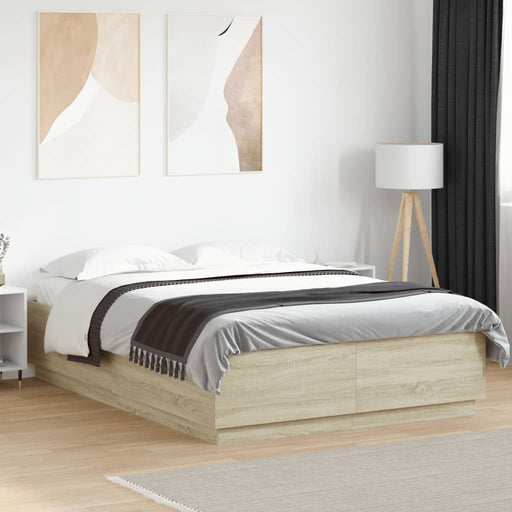 Cadru de pat cu LED stejar sonoma 140x200 cm lemn prelucrat - WALTI WALTI