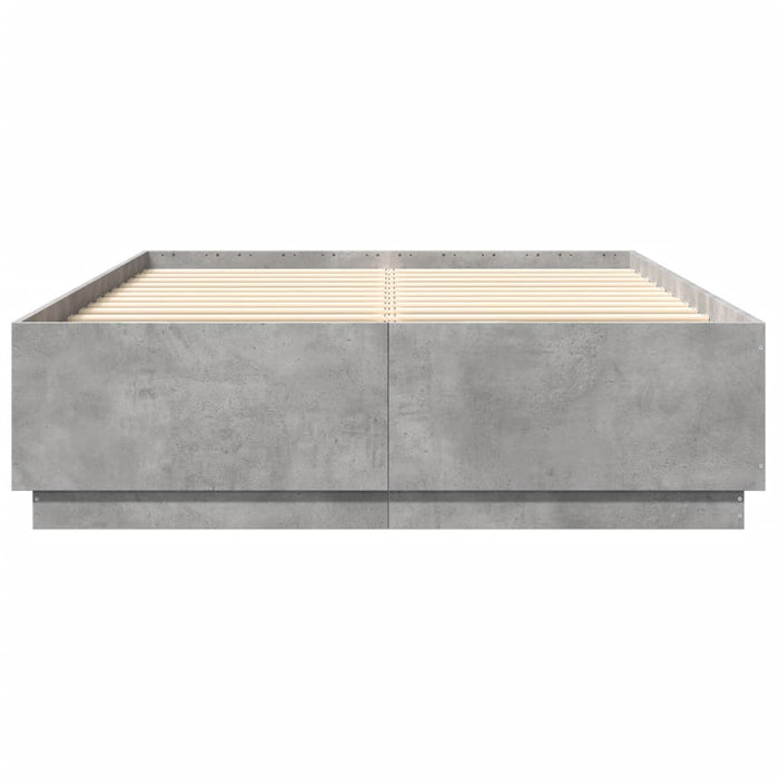 Cadru de pat cu lumini LED gri beton 140x200 cm, lemn prelucrat WALTI