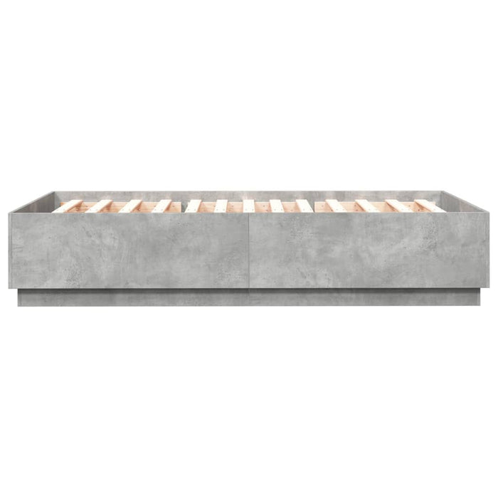 Cadru de pat cu lumini LED gri beton 140x200 cm, lemn prelucrat WALTI