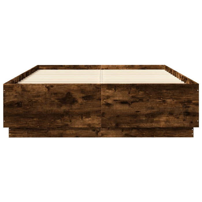 Cadru pat cu lumini LED stejar fumuriu 140x200cm lemn prelucrat - WALTI WALTI