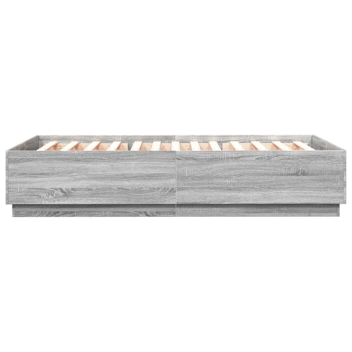 Cadru de pat cu lumini LED gri sonoma 140x200 cm lemn prelucrat - WALTI WALTI