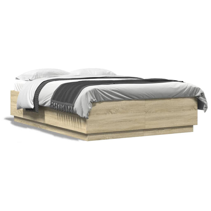Cadru de pat cu LED stejar sonoma 120x200 cm lemn prelucrat - WALTI WALTI