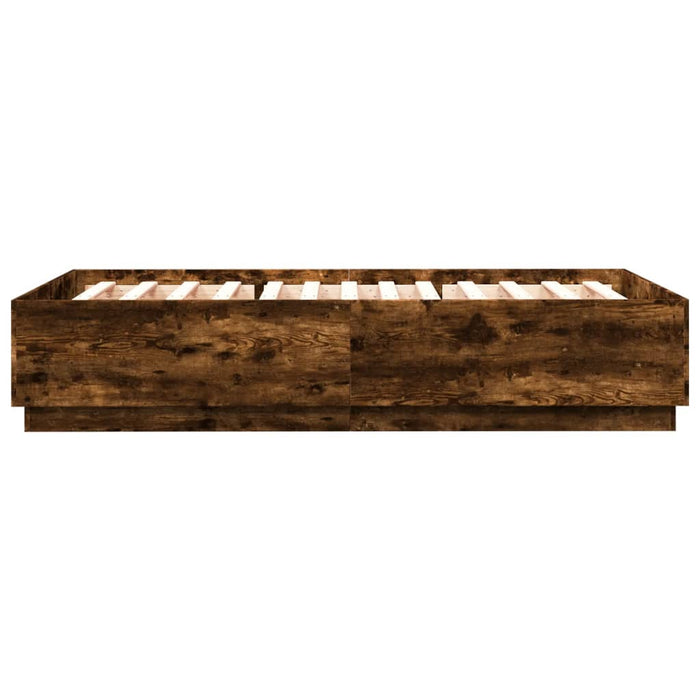 Cadru pat cu lumini LED stejar fumuriu 120x200cm lemn prelucrat - WALTI WALTI
