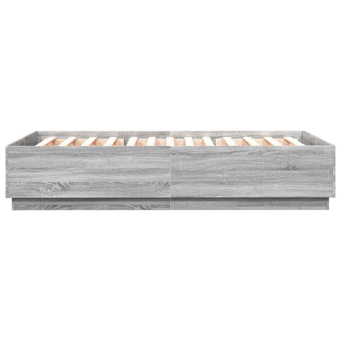 Cadru de pat cu lumini LED gri sonoma 120x200 cm lemn prelucrat - WALTI WALTI