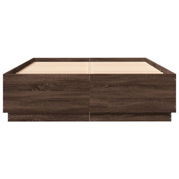 Cadru de pat cu lumini LED stejar maro 120x200cm lemn prelucrat - WALTI WALTI