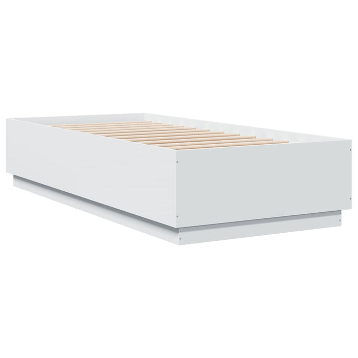 Cadru de pat cu lumini LED, alb, 100x200 cm, lemn prelucrat - WALTI WALTI