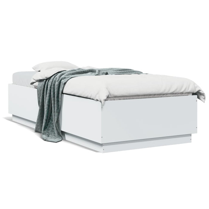Cadru de pat cu lumini LED, alb, 100x200 cm, lemn prelucrat - WALTI WALTI