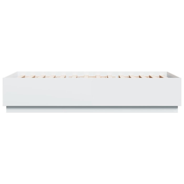 Cadru de pat cu lumini LED, alb, 100x200 cm, lemn prelucrat - WALTI WALTI