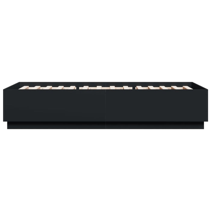 Cadru de pat cu lumini LED, negru, 100x200 cm, lemn prelucrat - WALTI WALTI