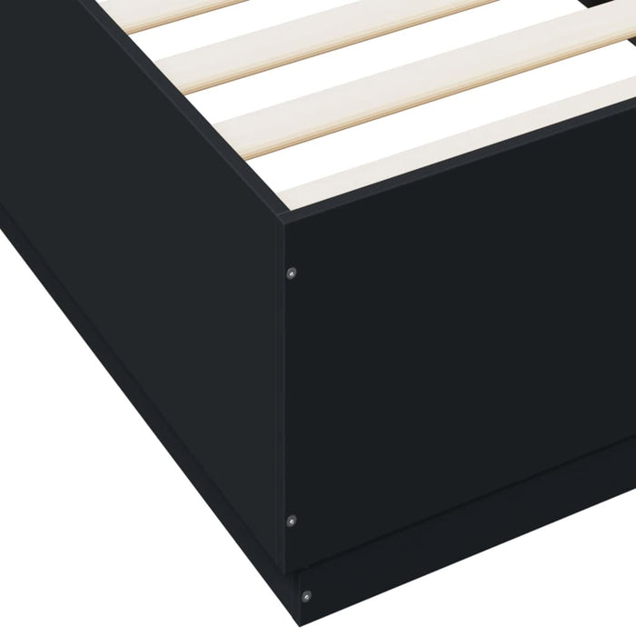 Cadru de pat cu lumini LED, negru, 100x200 cm, lemn prelucrat - WALTI WALTI