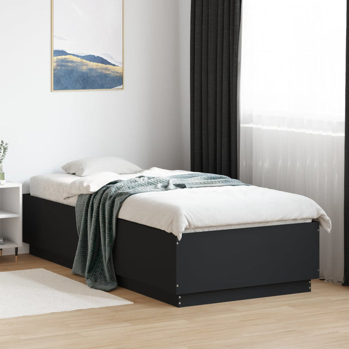Cadru de pat cu lumini LED, negru, 100x200 cm, lemn prelucrat - WALTI WALTI