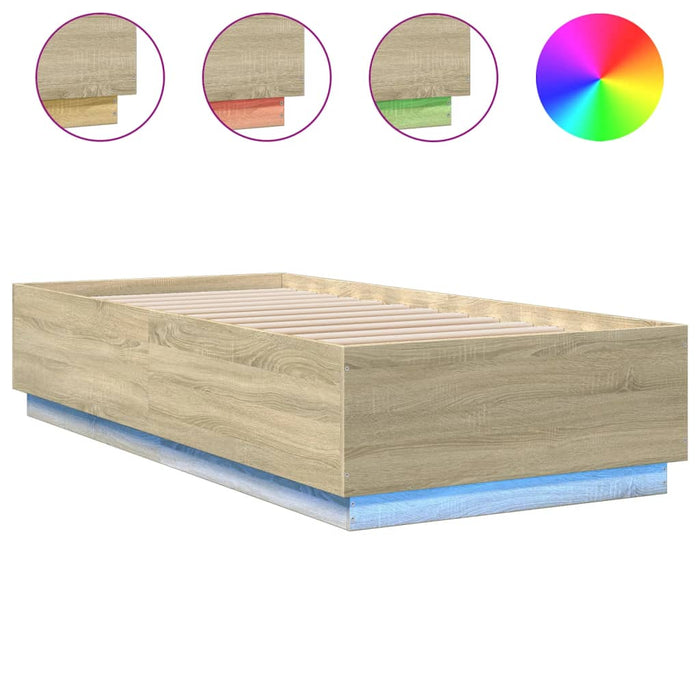 Cadru de pat cu LED, stejar sonoma, 100x200 cm, lemn prelucrat - WALTI WALTI