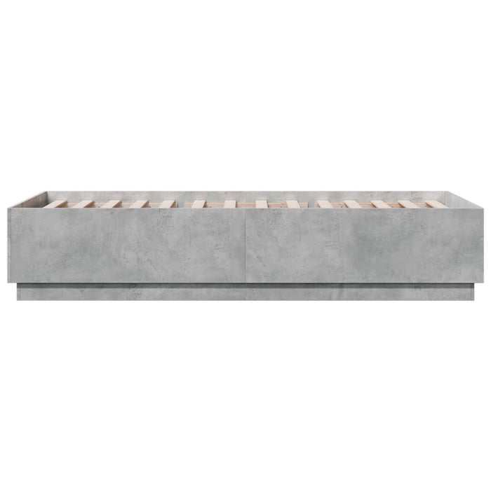 Cadru de pat cu lumini LED gri beton 100x200 cm, lemn prelucrat - WALTI WALTI