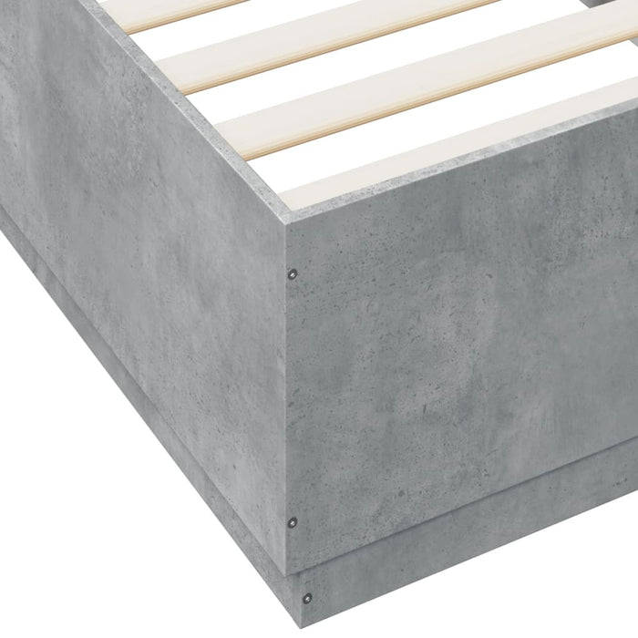 Cadru de pat cu lumini LED gri beton 100x200 cm, lemn prelucrat - WALTI WALTI