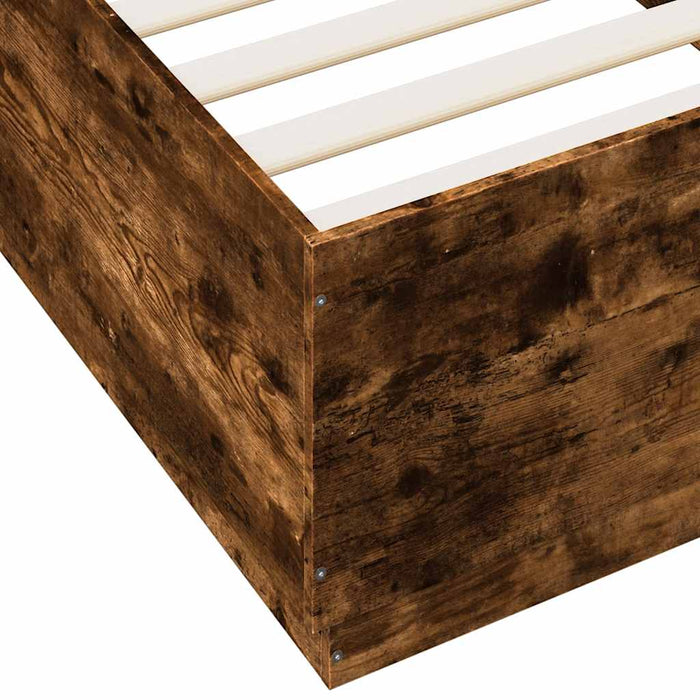 Cadru de pat cu LED, stejar fumuriu, 100x200 cm, lemn prelucrat - WALTI WALTI