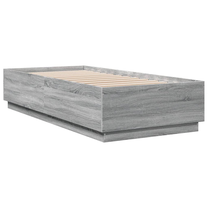Cadru de pat cu lumini LED gri sonoma 100x200 cm lemn prelucrat - WALTI WALTI