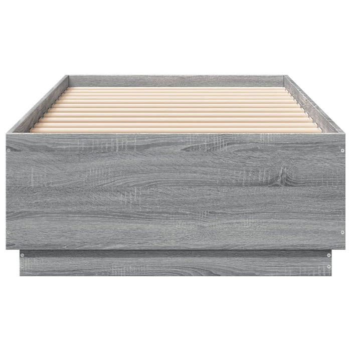 Cadru de pat cu lumini LED gri sonoma 100x200 cm lemn prelucrat - WALTI WALTI