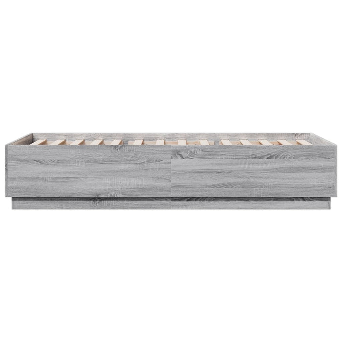 Cadru de pat cu lumini LED gri sonoma 100x200 cm lemn prelucrat - WALTI WALTI