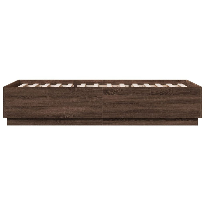 Cadru de pat cu lumini LED stejar maro 100x200cm lemn prelucrat - WALTI WALTI