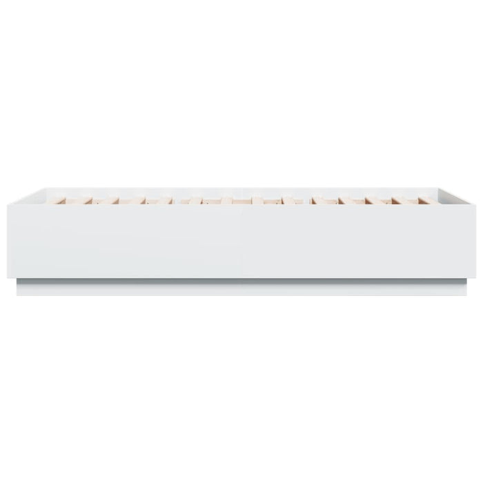 Cadru de pat cu lumini LED, alb, 90x200 cm, lemn prelucrat - WALTI WALTI