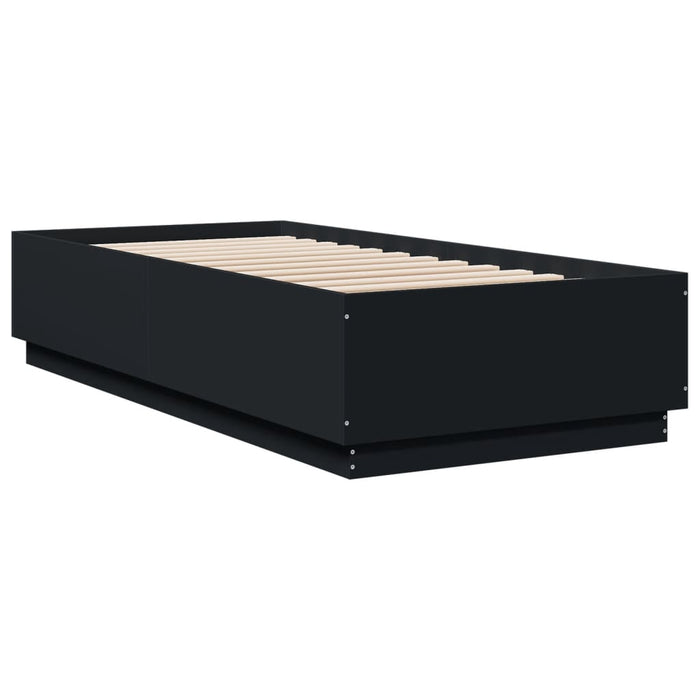 Cadru de pat cu lumini LED, negru, 90x200 cm, lemn prelucrat - WALTI WALTI