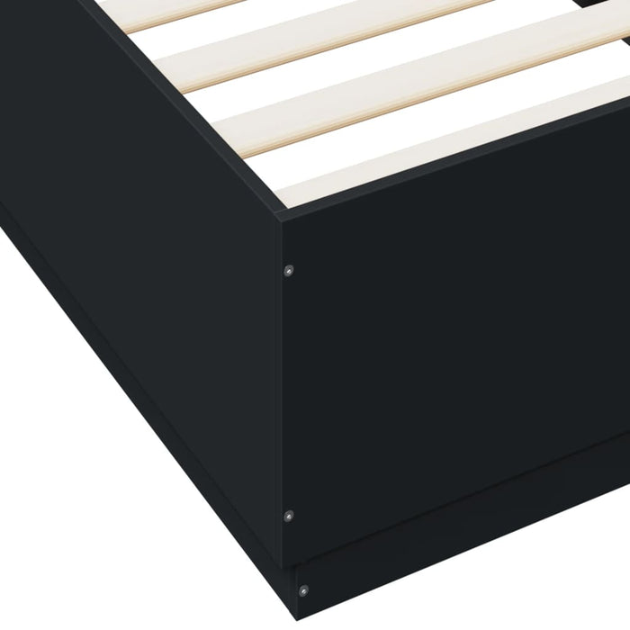 Cadru de pat cu lumini LED, negru, 90x200 cm, lemn prelucrat - WALTI WALTI