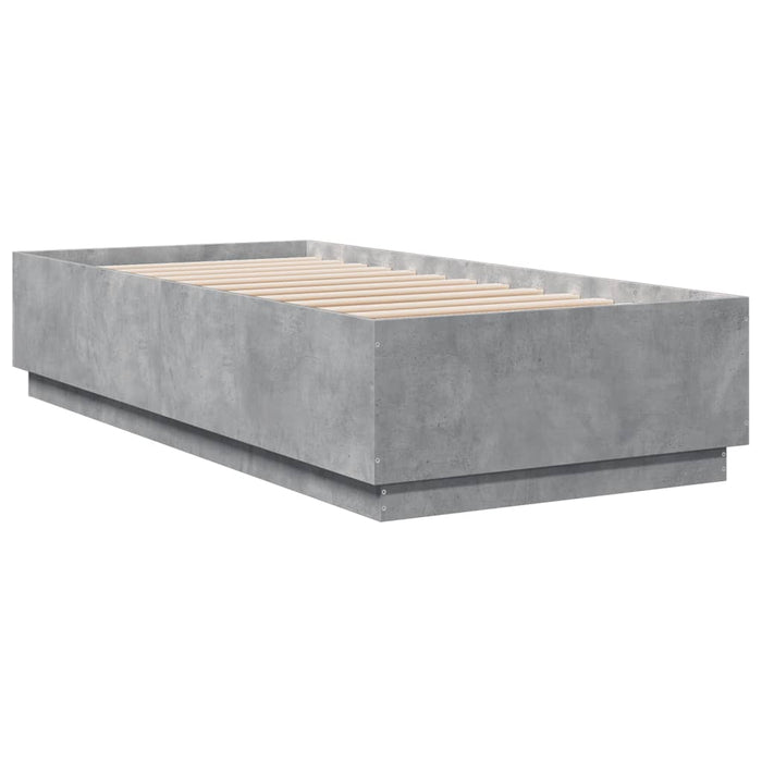 Cadru de pat cu lumini LED, gri beton, 90x200 cm lemn prelucrat - WALTI WALTI