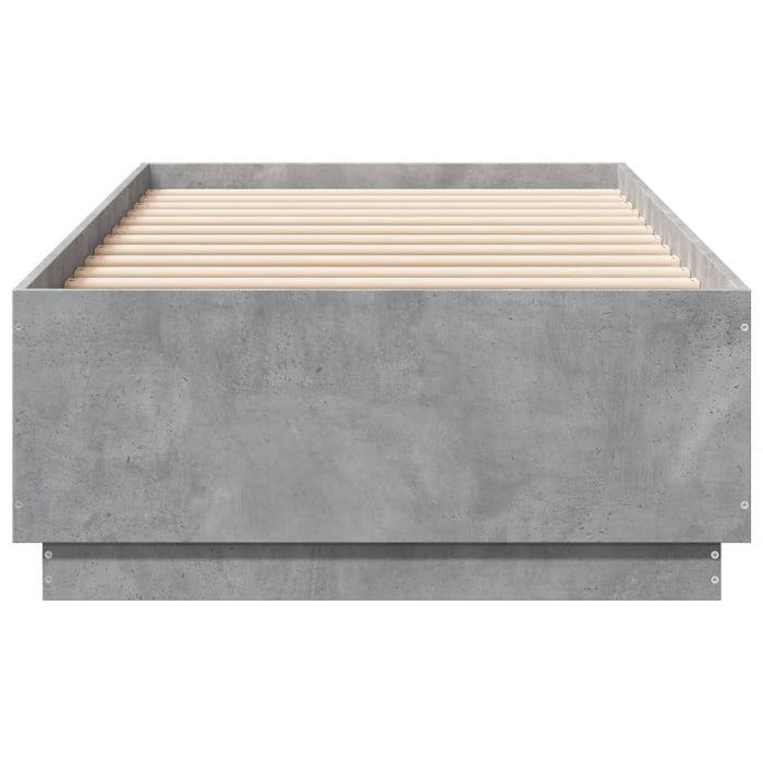 Cadru de pat cu lumini LED, gri beton, 90x200 cm lemn prelucrat - WALTI WALTI