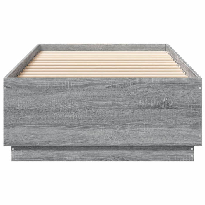 Cadru de pat cu lumini LED gri sonoma 90x200 cm, lemn prelucrat - WALTI WALTI