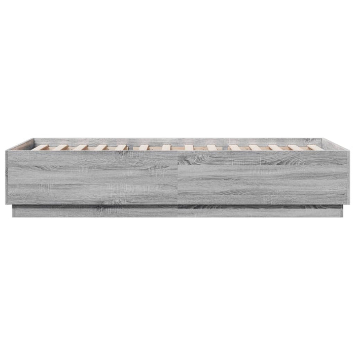 Cadru de pat cu lumini LED gri sonoma 90x200 cm, lemn prelucrat - WALTI WALTI