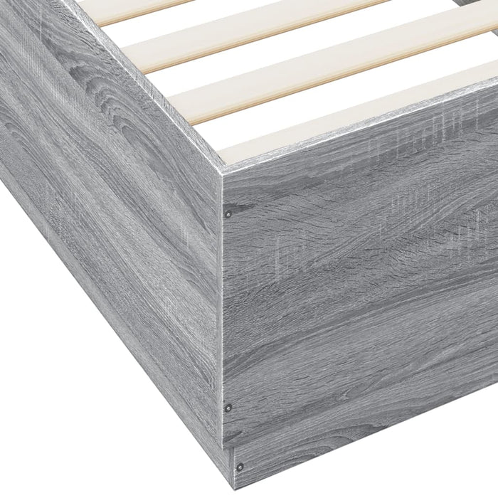 Cadru de pat cu lumini LED gri sonoma 90x200 cm, lemn prelucrat - WALTI WALTI