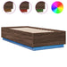 Cadru de pat cu lumini LED stejar maro 90x200 cm lemn prelucrat - WALTI WALTI