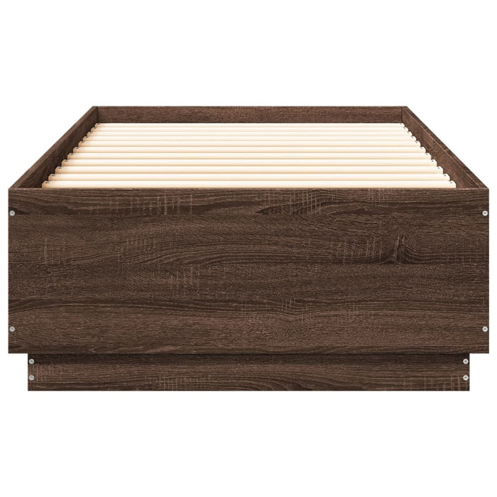 Cadru de pat cu lumini LED stejar maro 90x200 cm lemn prelucrat - WALTI WALTI