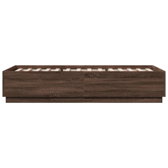 Cadru de pat cu lumini LED stejar maro 90x200 cm lemn prelucrat - WALTI WALTI