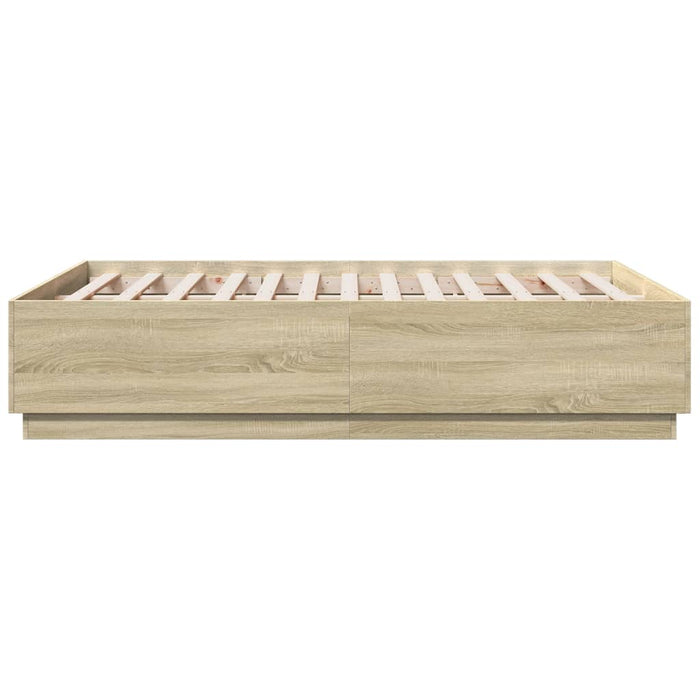 Cadru de pat cu LED stejar sonoma 140x190 cm lemn prelucrat - WALTI WALTI