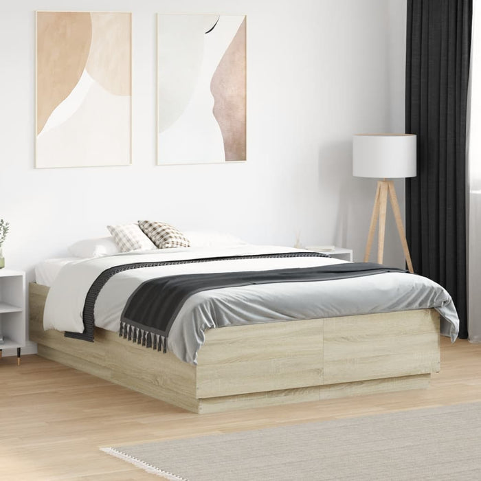Cadru de pat cu LED stejar sonoma 140x190 cm lemn prelucrat - WALTI WALTI