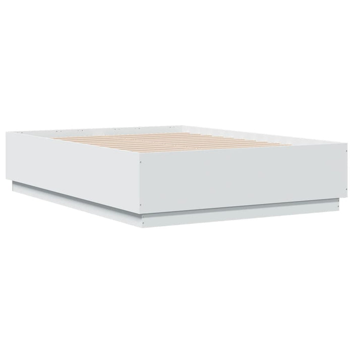 Cadru de pat cu lumini LED, alb, 135x190 cm, lemn prelucrat - WALTI WALTI