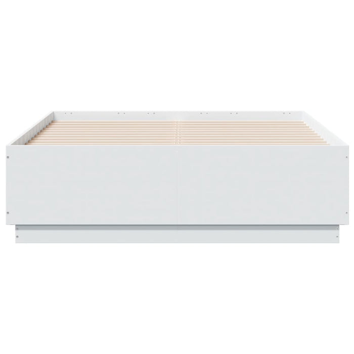 Cadru de pat cu lumini LED, alb, 135x190 cm, lemn prelucrat - WALTI WALTI
