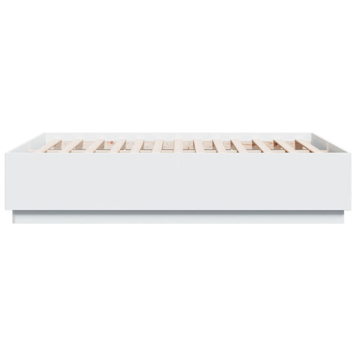 Cadru de pat cu lumini LED, alb, 135x190 cm, lemn prelucrat - WALTI WALTI